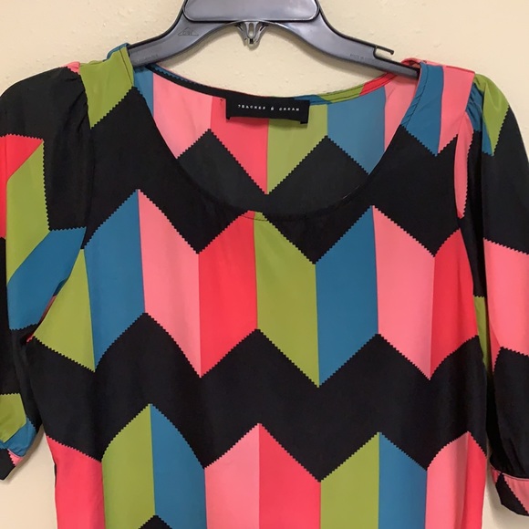 Peaches N Cream Multi Color Chevron Print Dress. - Picture 2 of 8